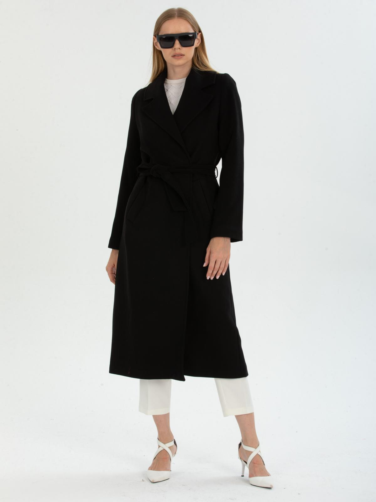 Women coat with belt wholesale Black color 670431
