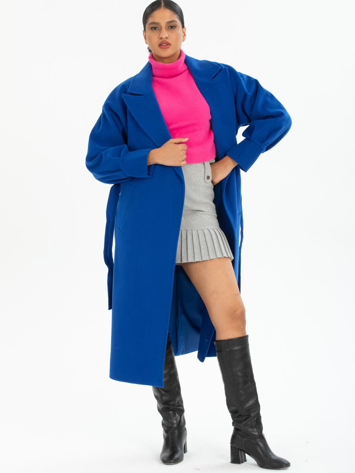 Women coat with belt wholesale Blue color 670481