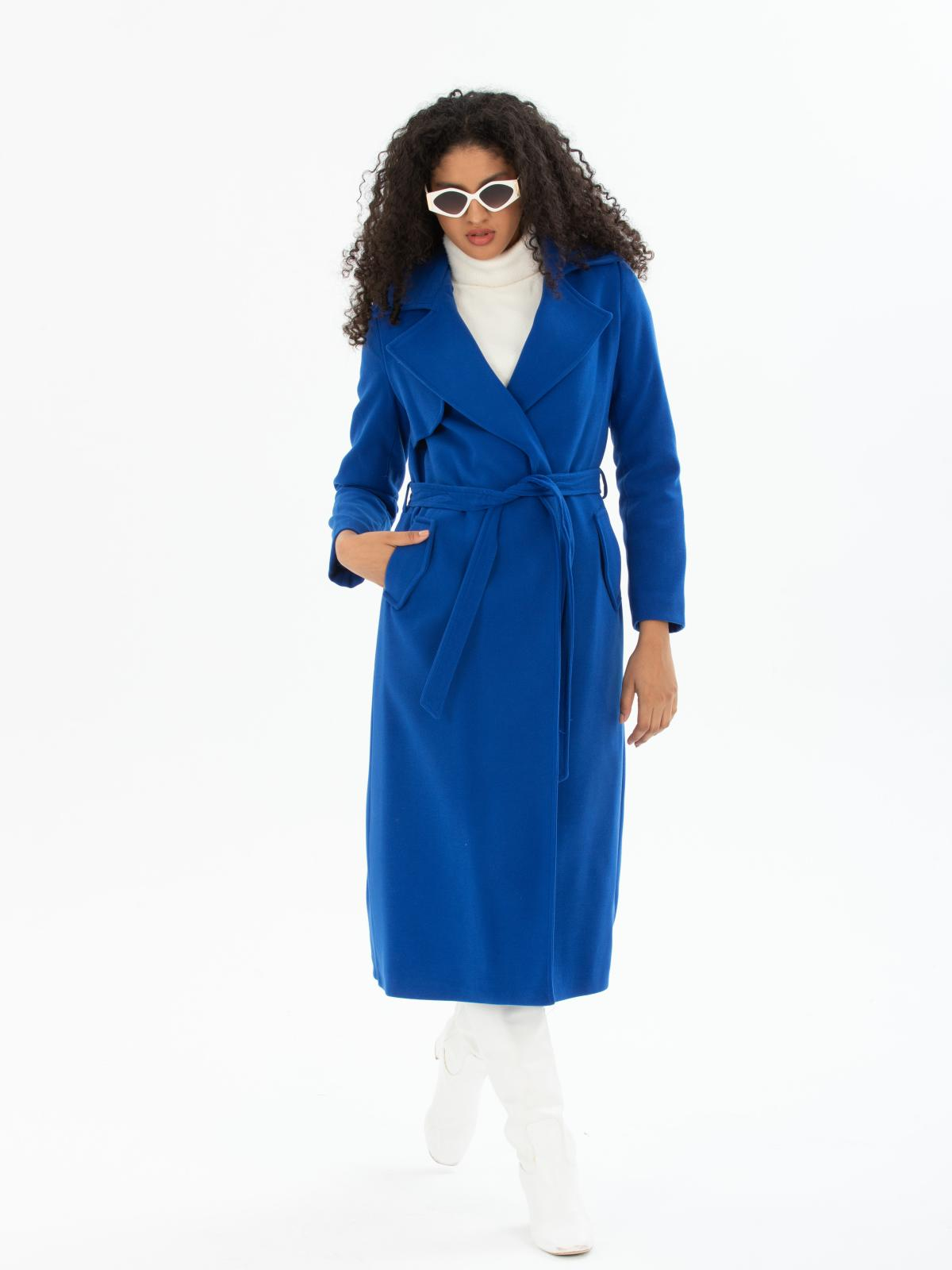 Women coat with belt wholesale Blue color 669546