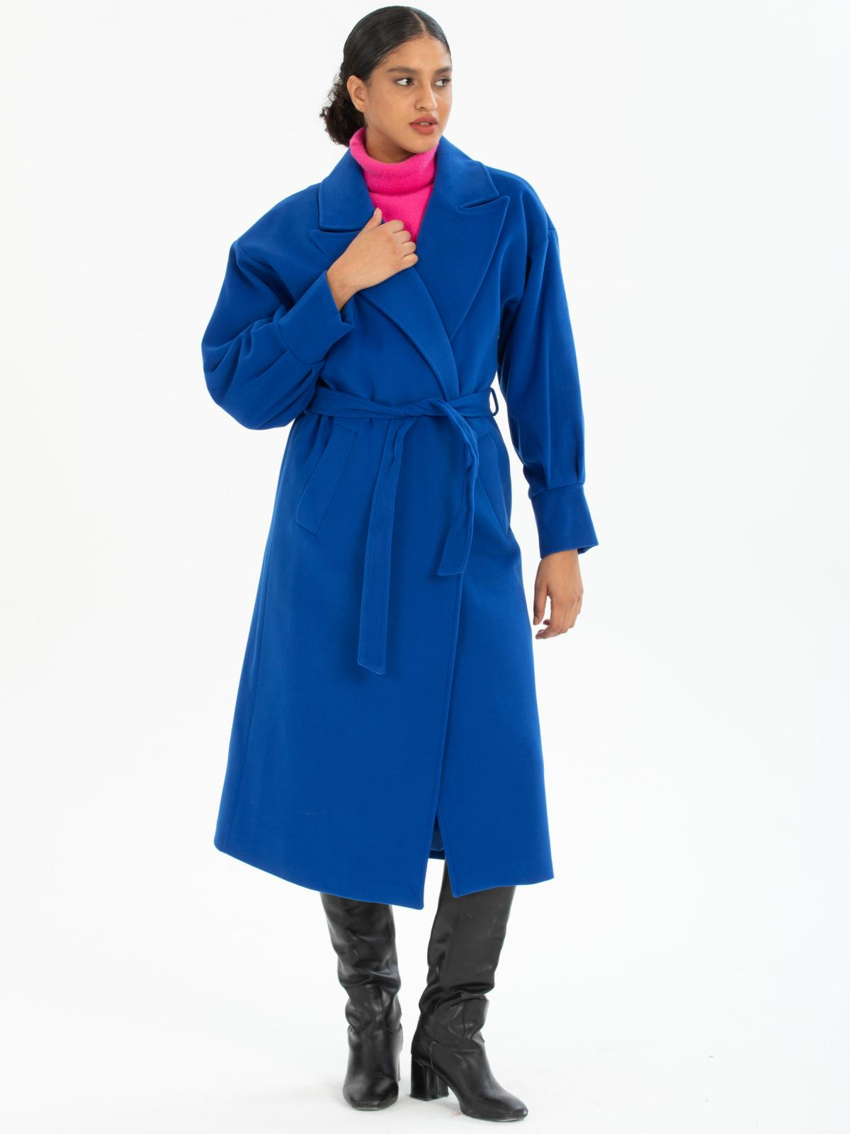 Women coat with belt wholesale Blue color 670481