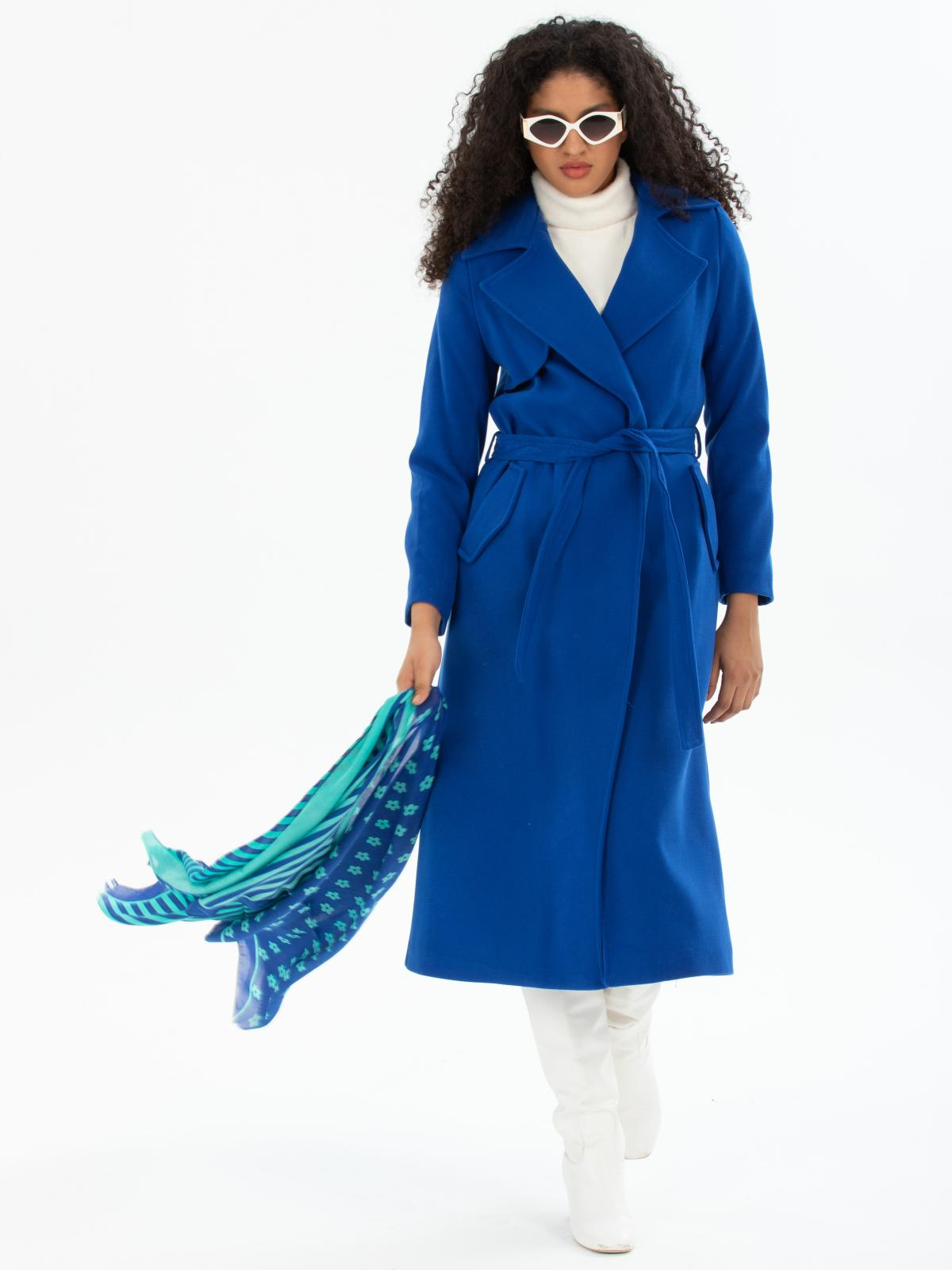 Women coat with belt wholesale Blue color 669546