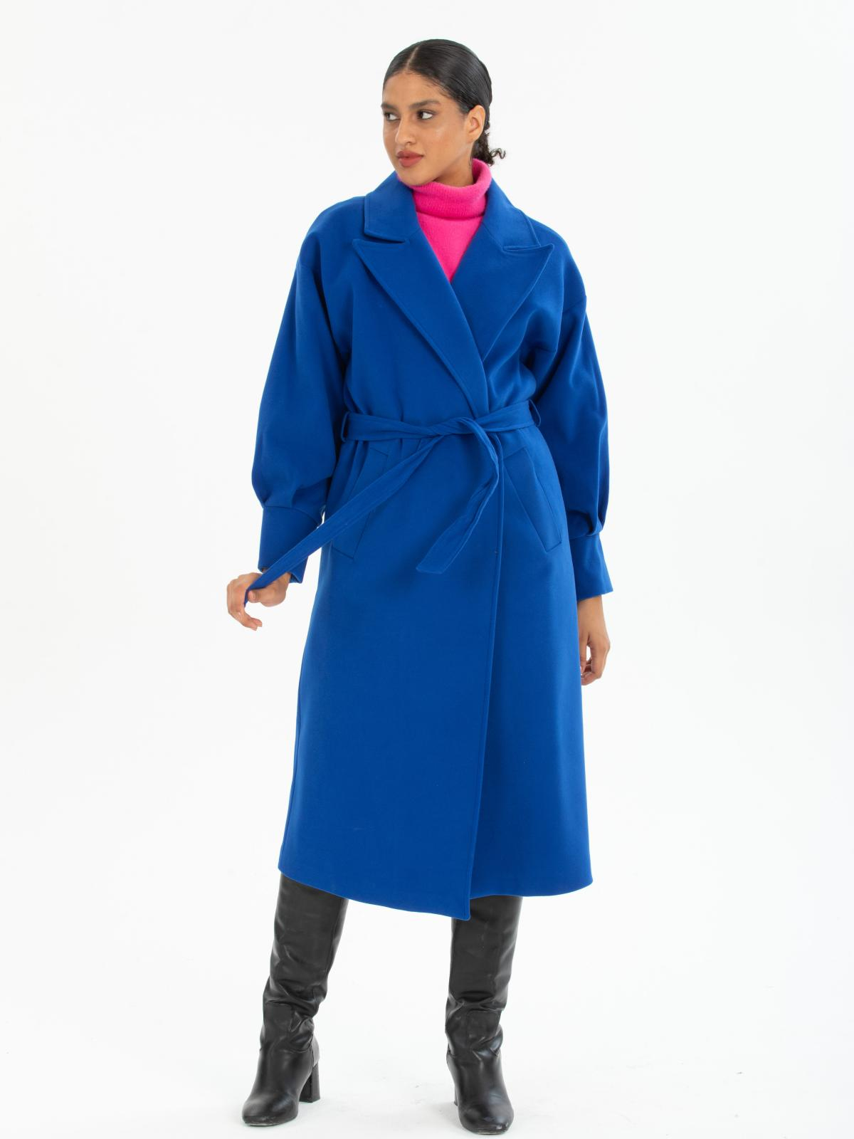 Women coat with belt wholesale Blue color 670481