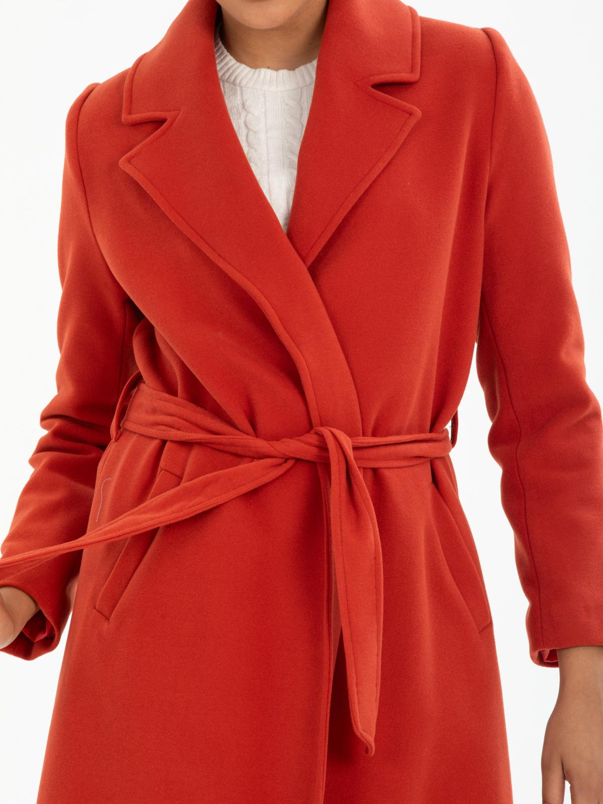 Women coat with belt wholesale Brick Red color 670420
