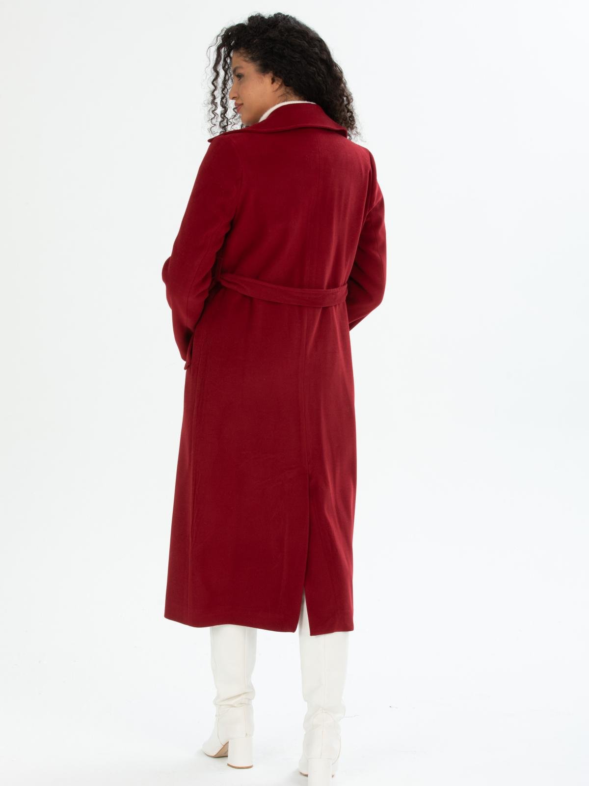 Women coat with belt wholesale Burgundy color 669543