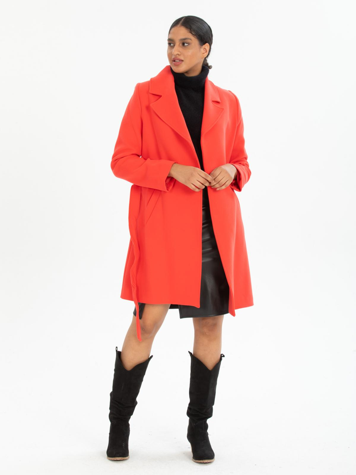 Women coat with belt wholesale Coral color 670491