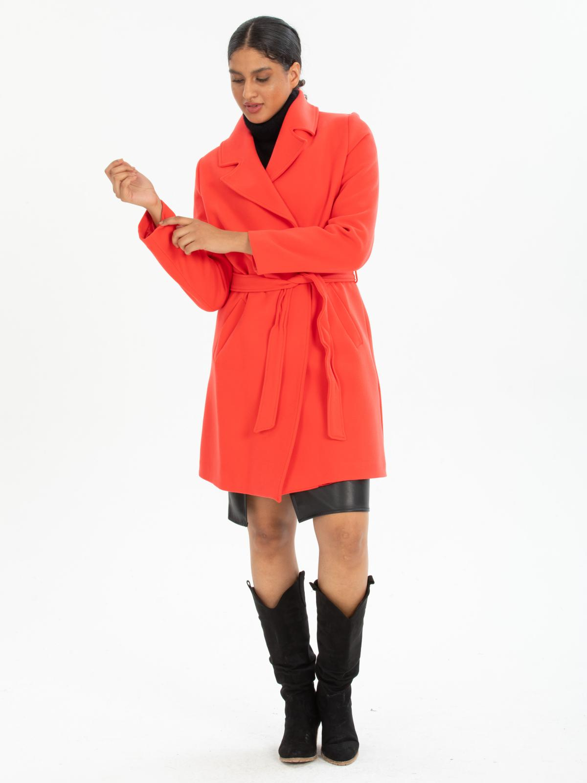 Women coat with belt wholesale Coral color 670491
