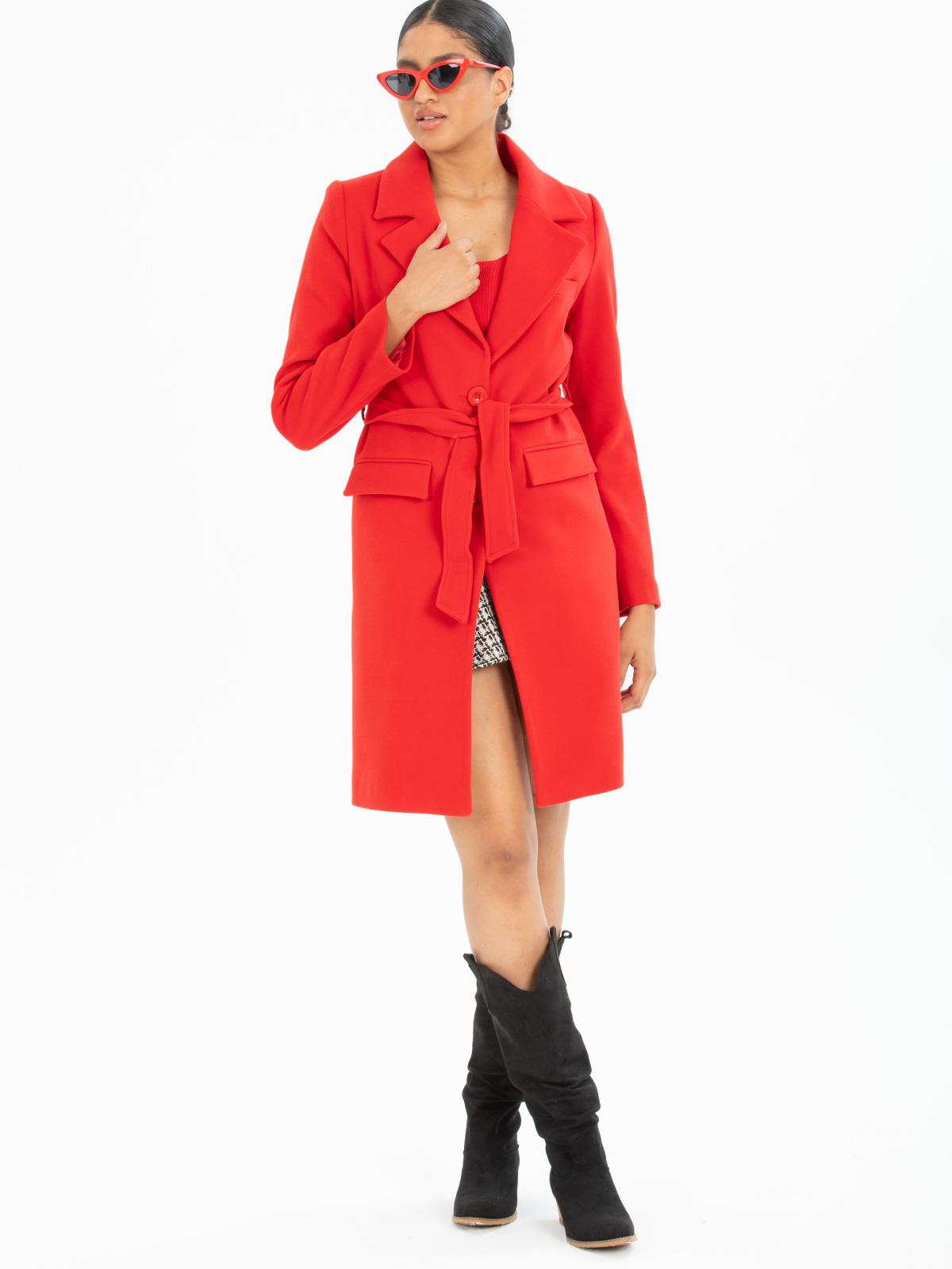 Women coat with belt wholesale Coral color 669541