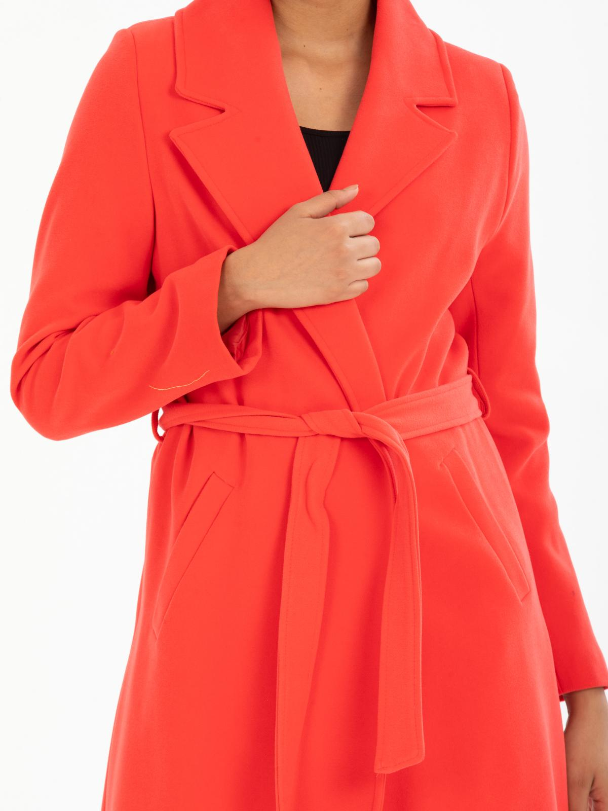 Women coat with belt wholesale Coral color 669513