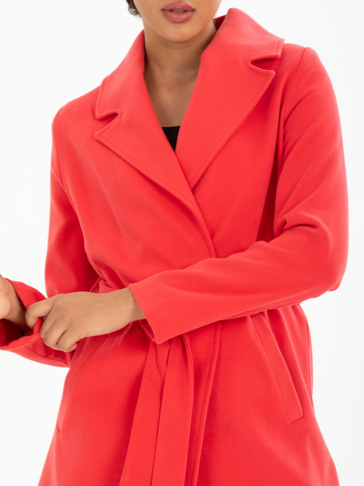 Women coat with belt wholesale Coral color 669520