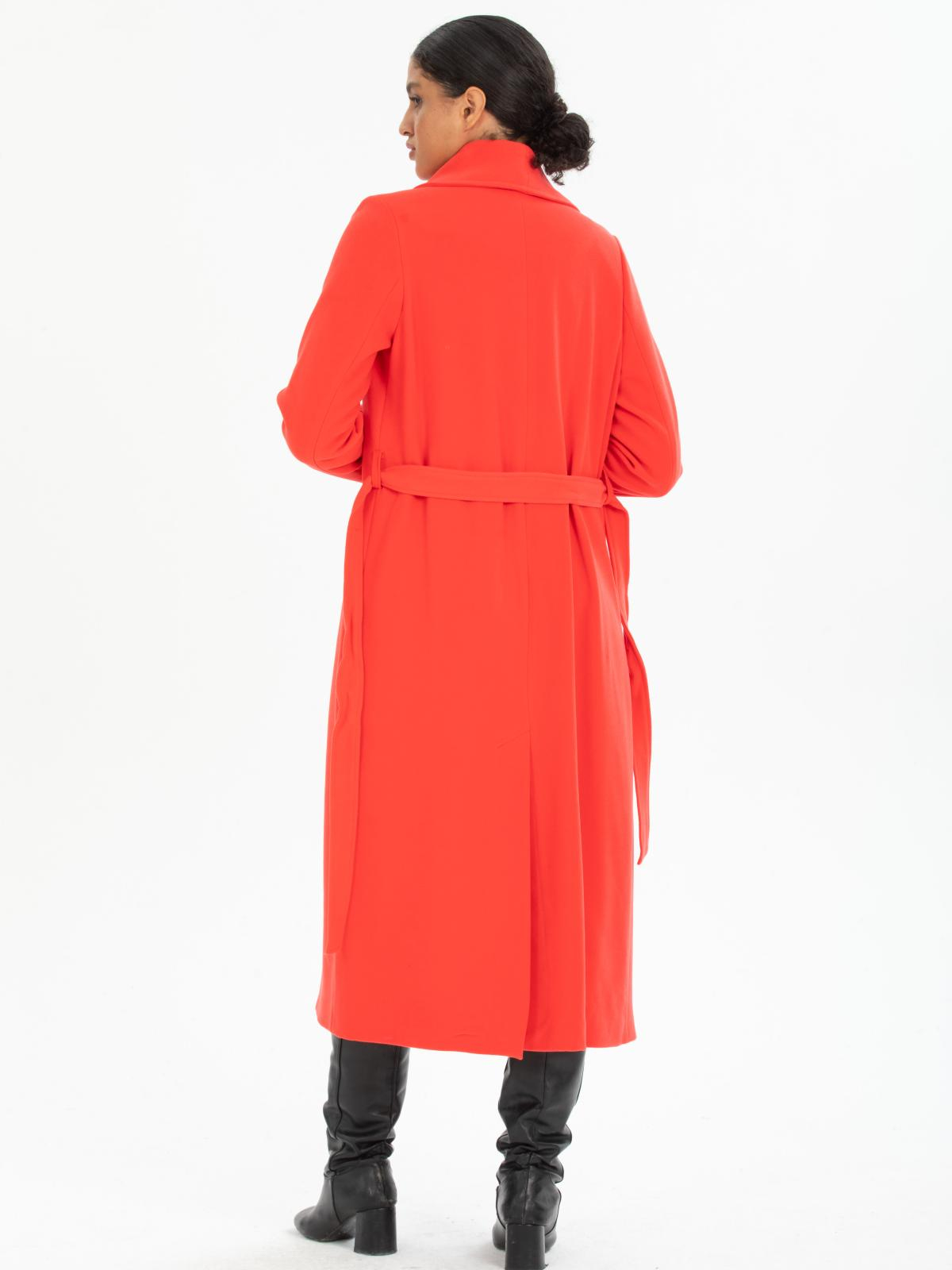 Women coat with belt wholesale Coral color 669513