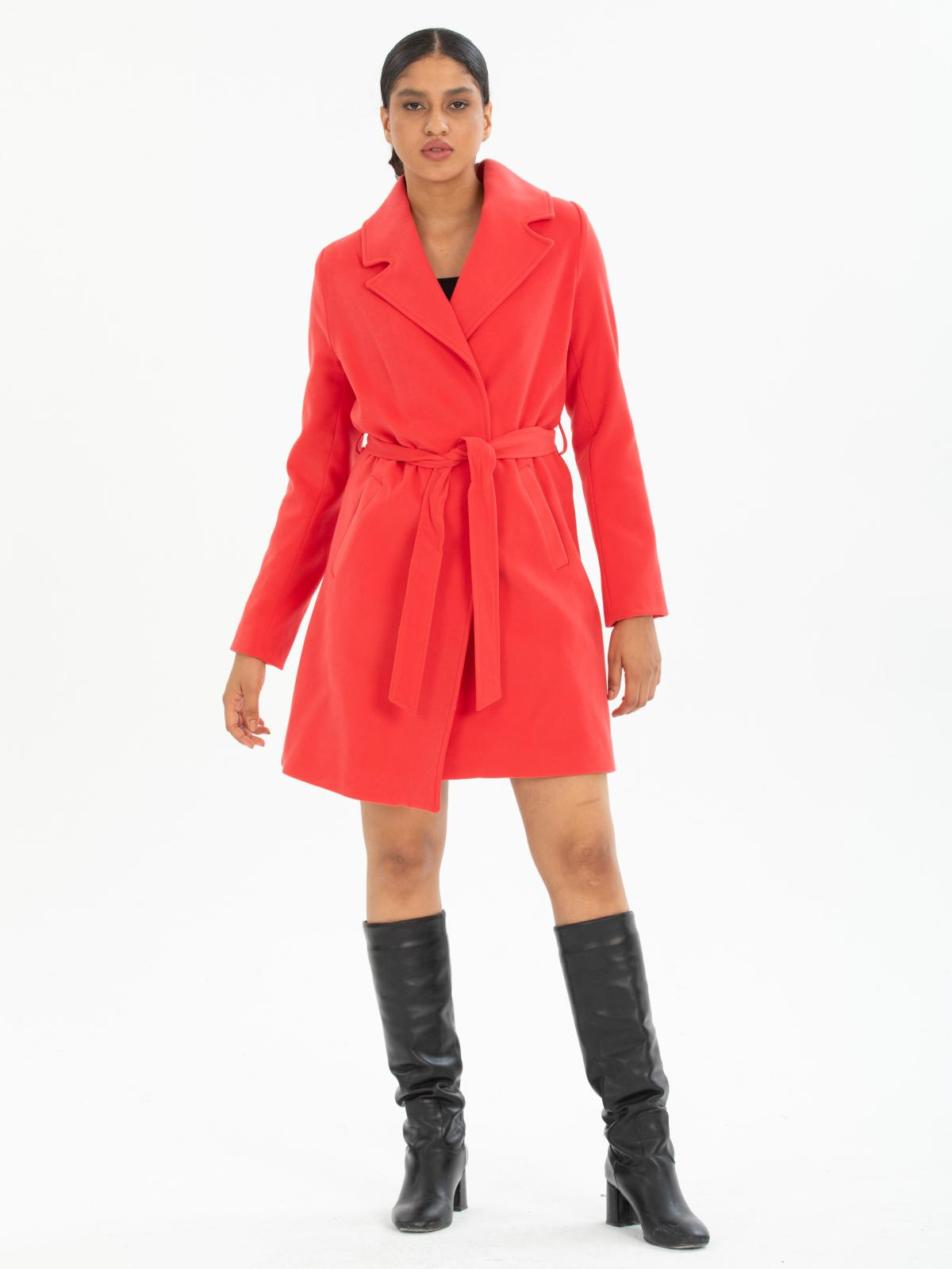 Women coat with belt wholesale Coral color 669520