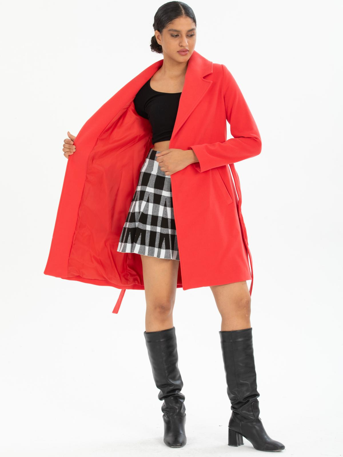 Women coat with belt wholesale Coral color 669520