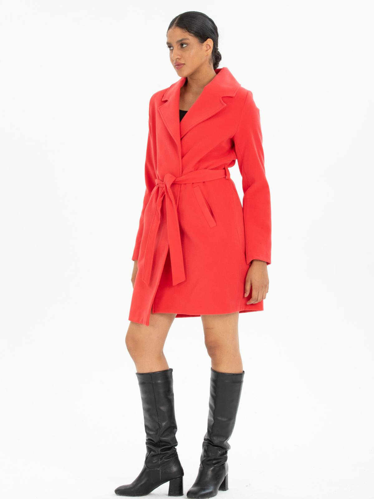 Women coat with belt wholesale Coral color 669520
