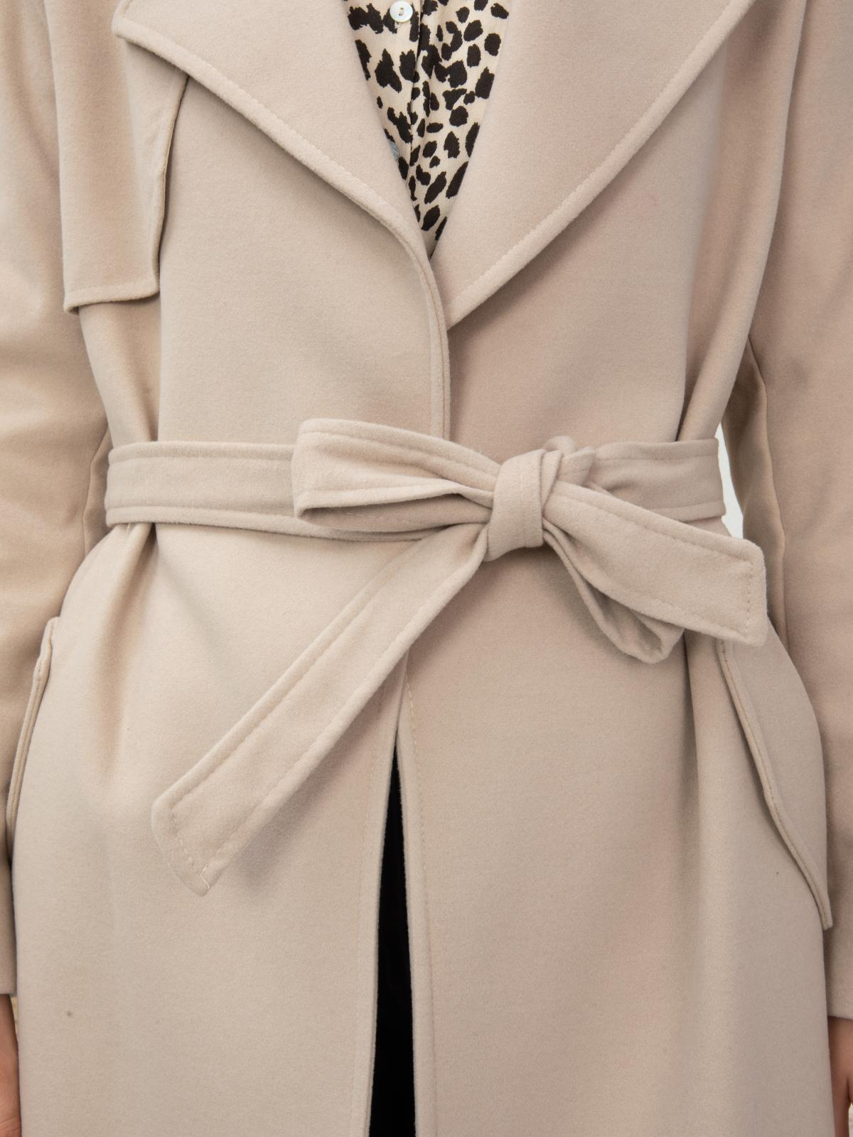 Women Coat With Belt Wholesale Cream Color