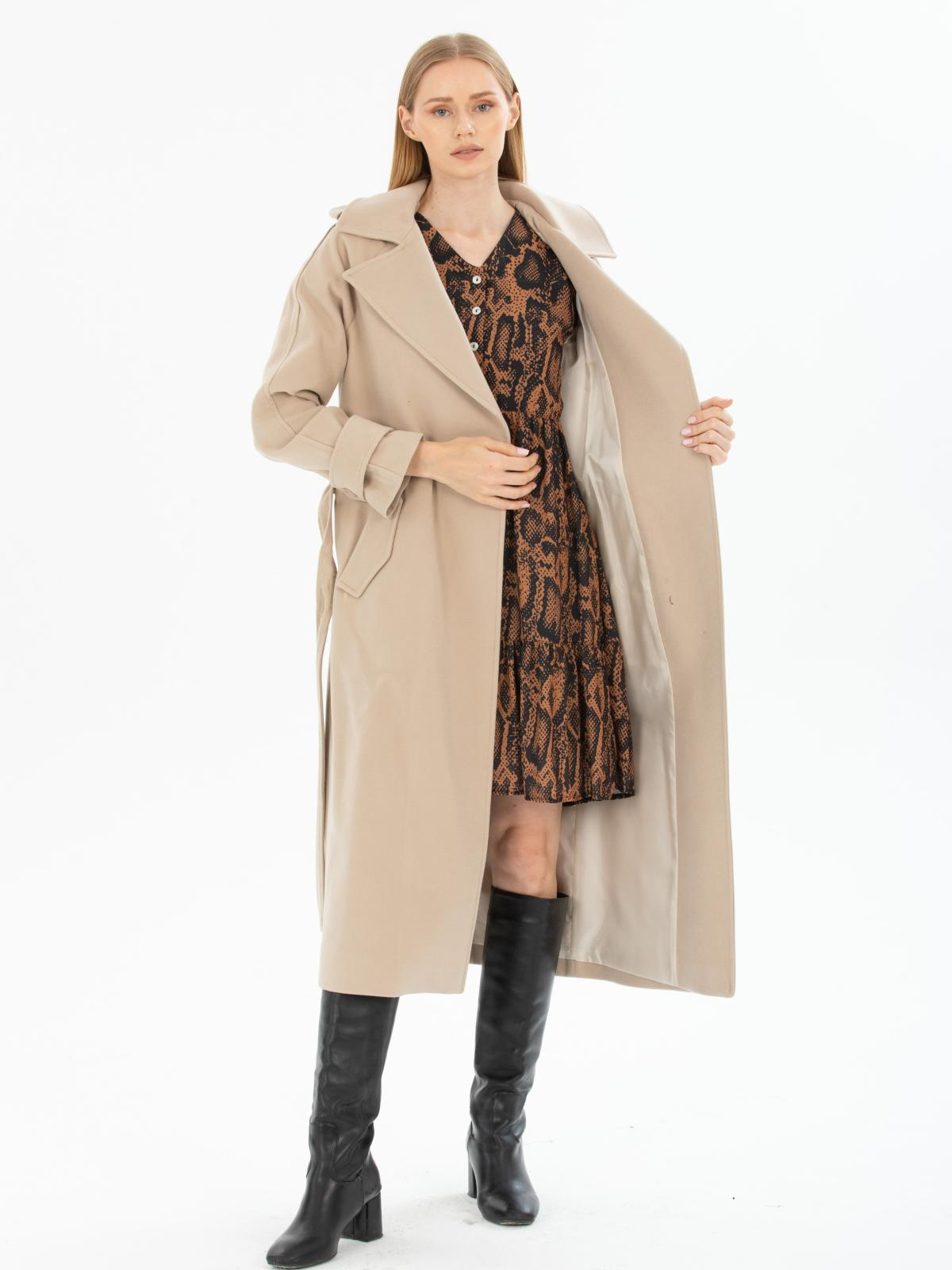 Women coat with belt wholesale Cream color 670473