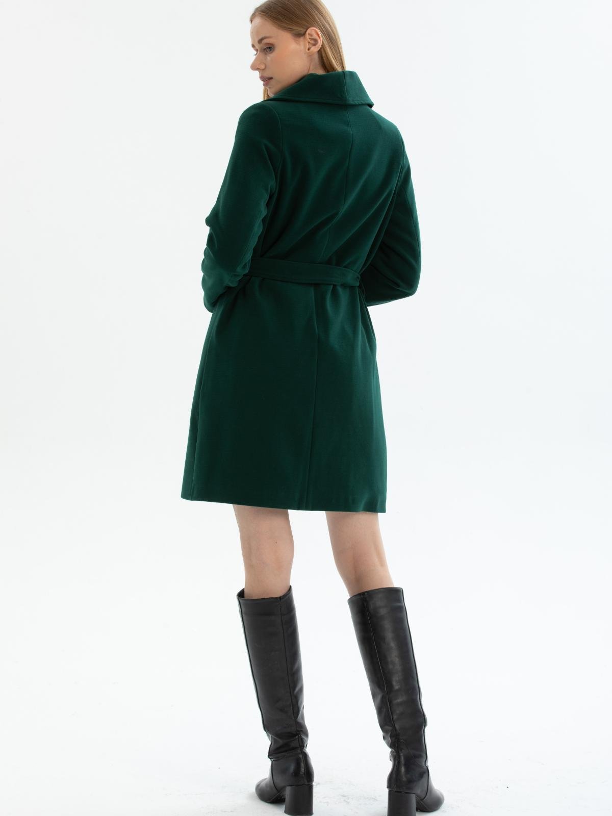 Women coat with belt wholesale Dark Green color 670492