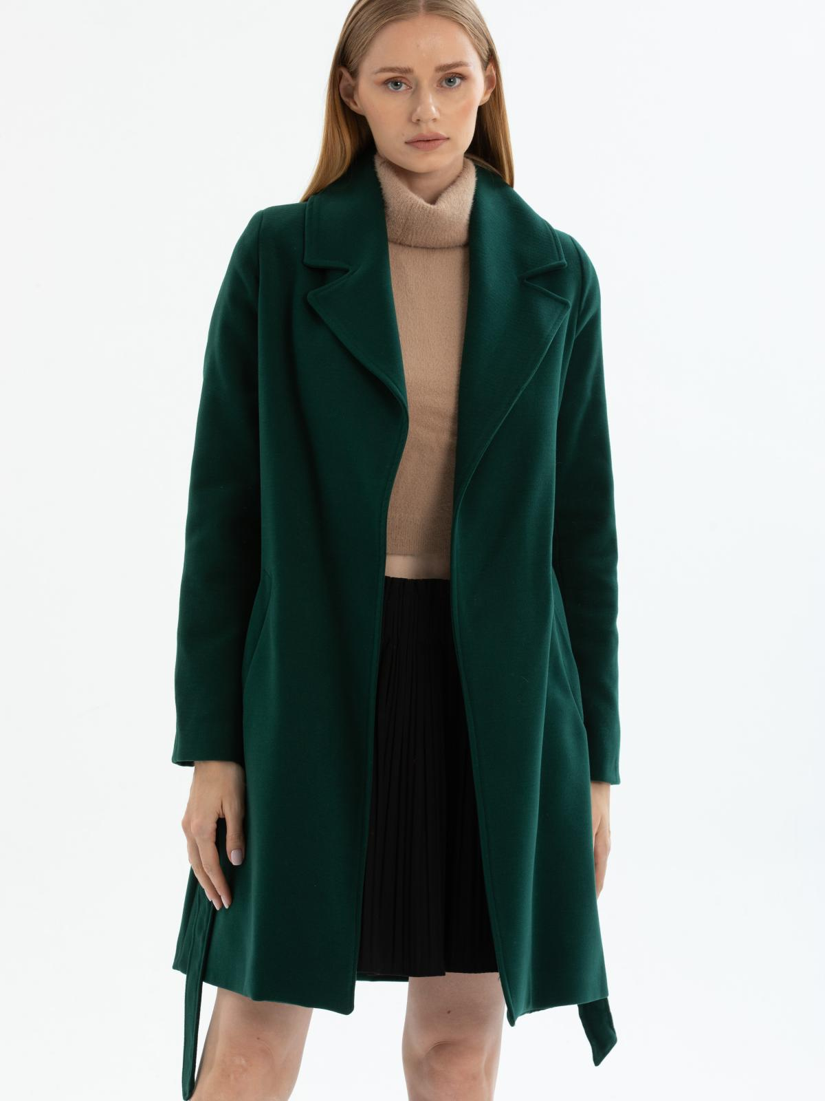 Women coat with belt wholesale Dark Green color 670492
