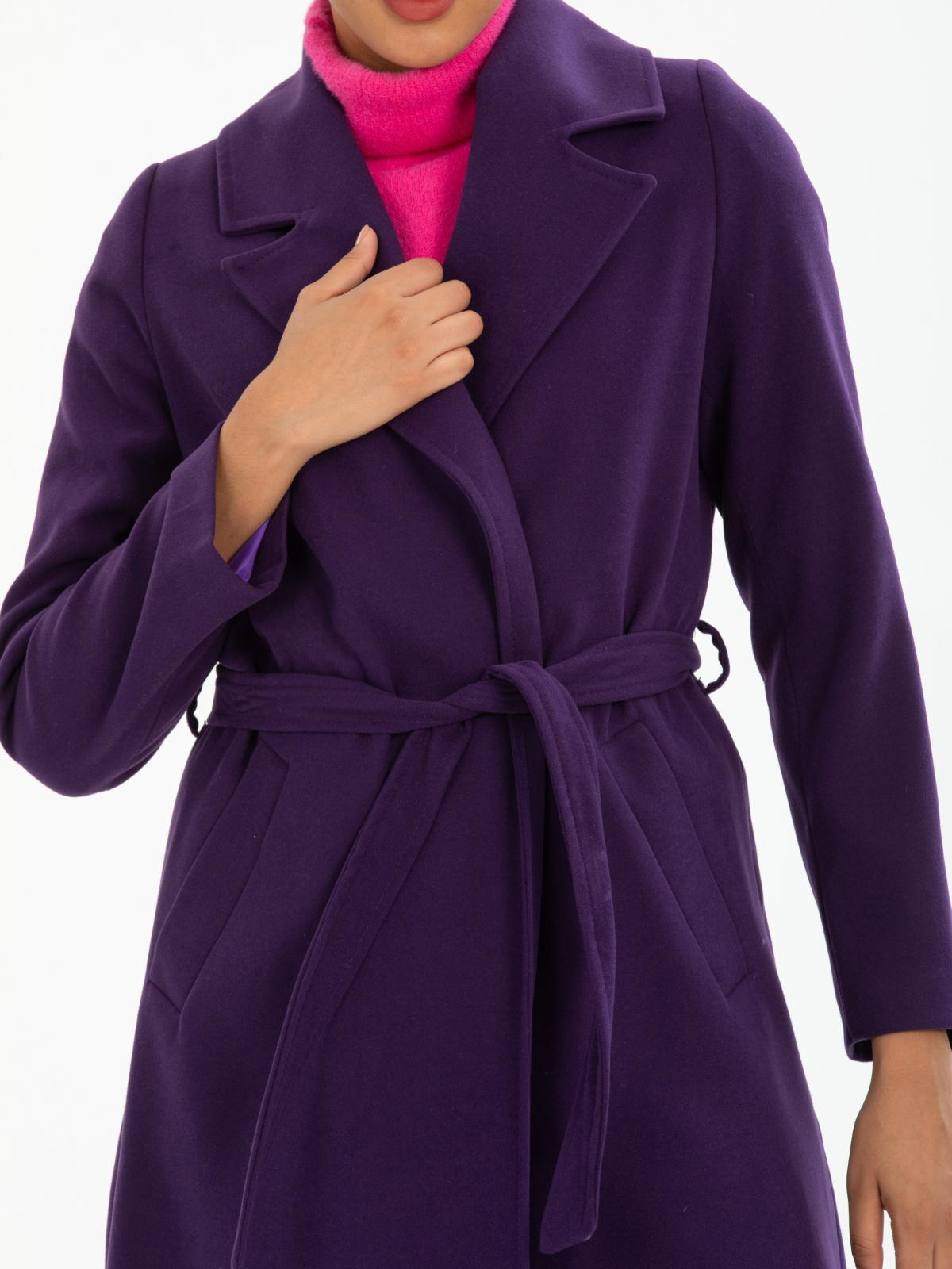 Women coat with belt wholesale Dark Purple color 670412