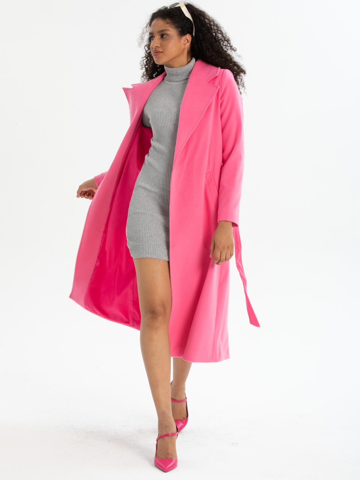 Women coat with belt wholesale French Pink color 670417