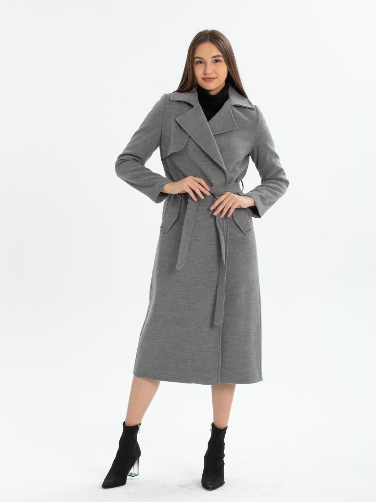 Women coat with belt wholesale Gray color 670488
