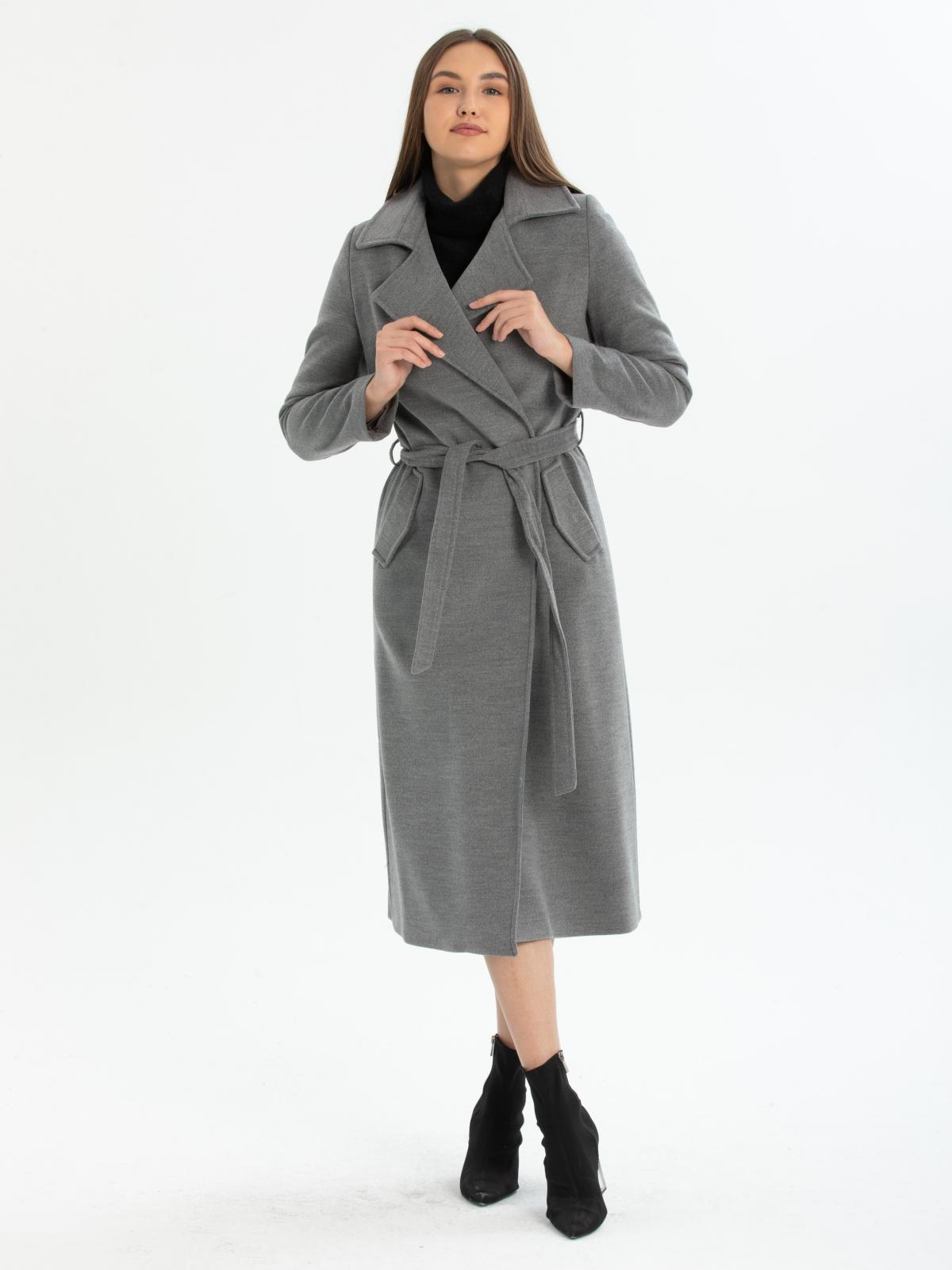Women coat with belt wholesale Gray color 670488