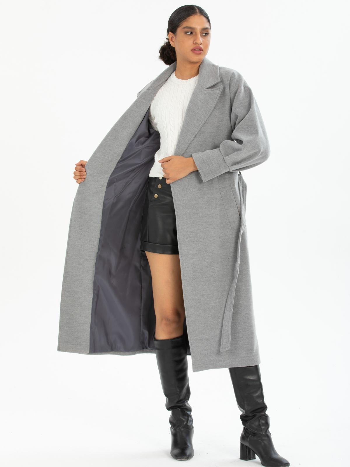 Women coat with belt wholesale Gray color 670480