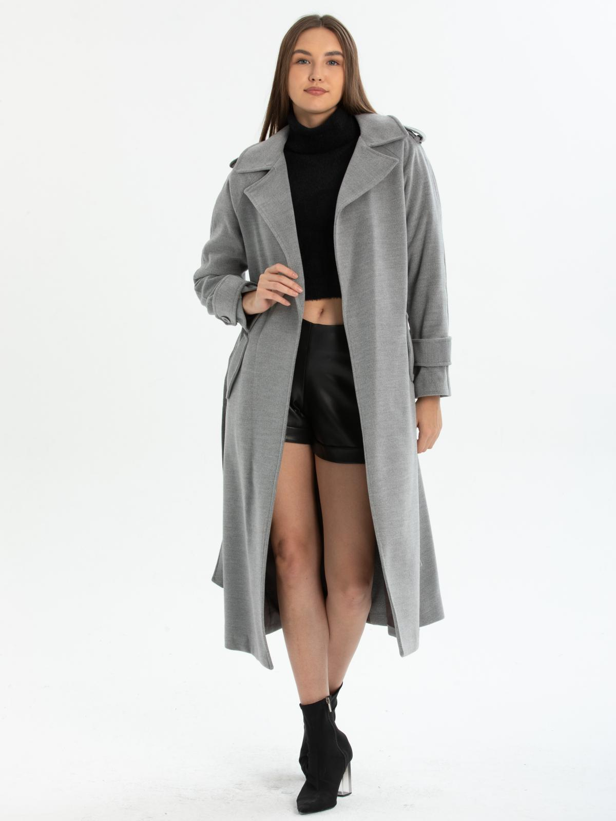 Women coat with belt wholesale Gray color 669529