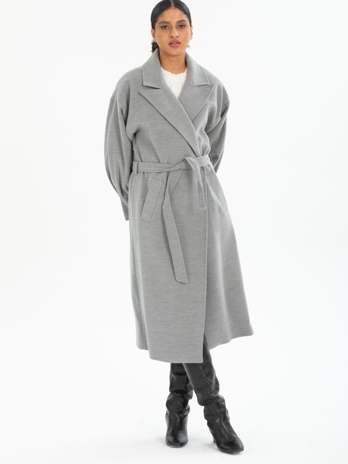 Women coat with belt wholesale Gray color 670480