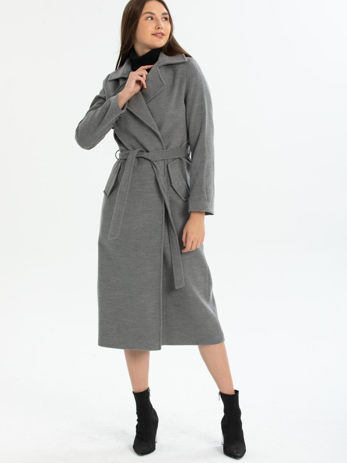 Women coat with belt wholesale Gray color 670488