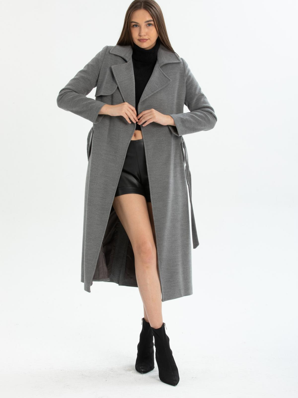 Women coat with belt wholesale Gray color 670488