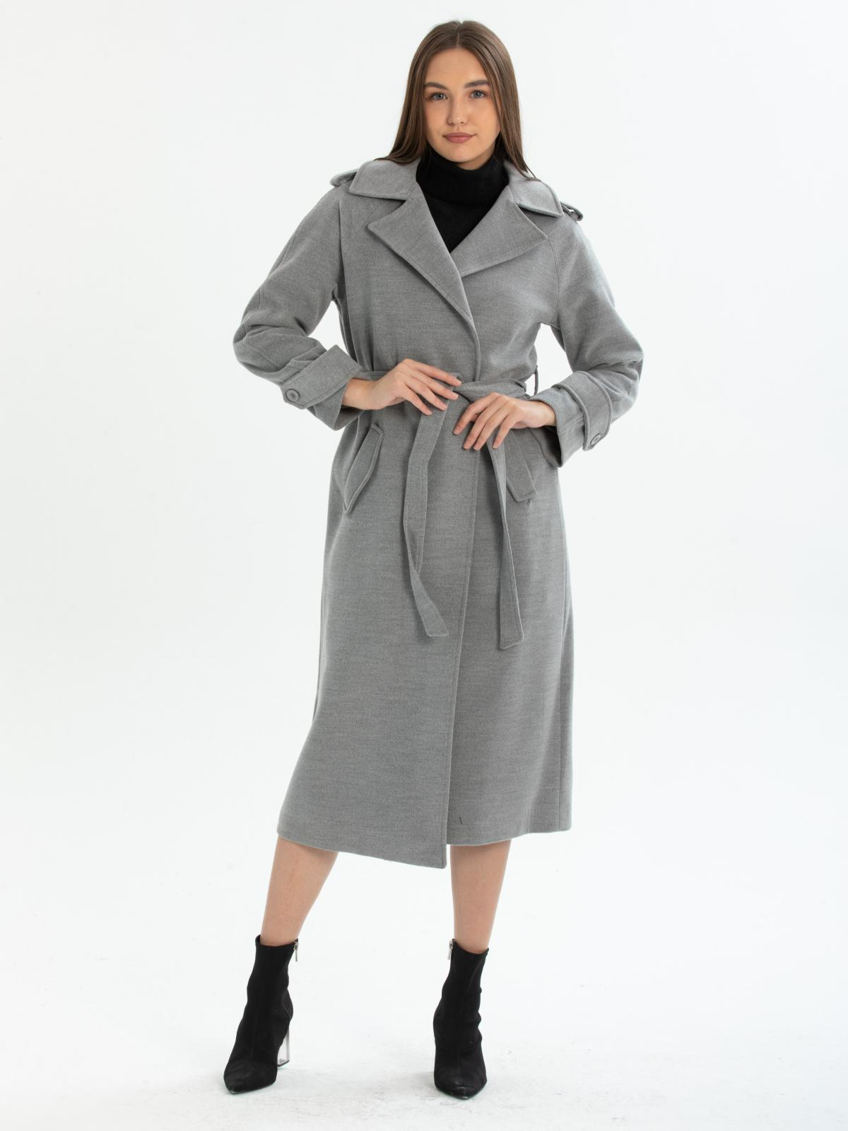 Women coat with belt wholesale Gray color 669529
