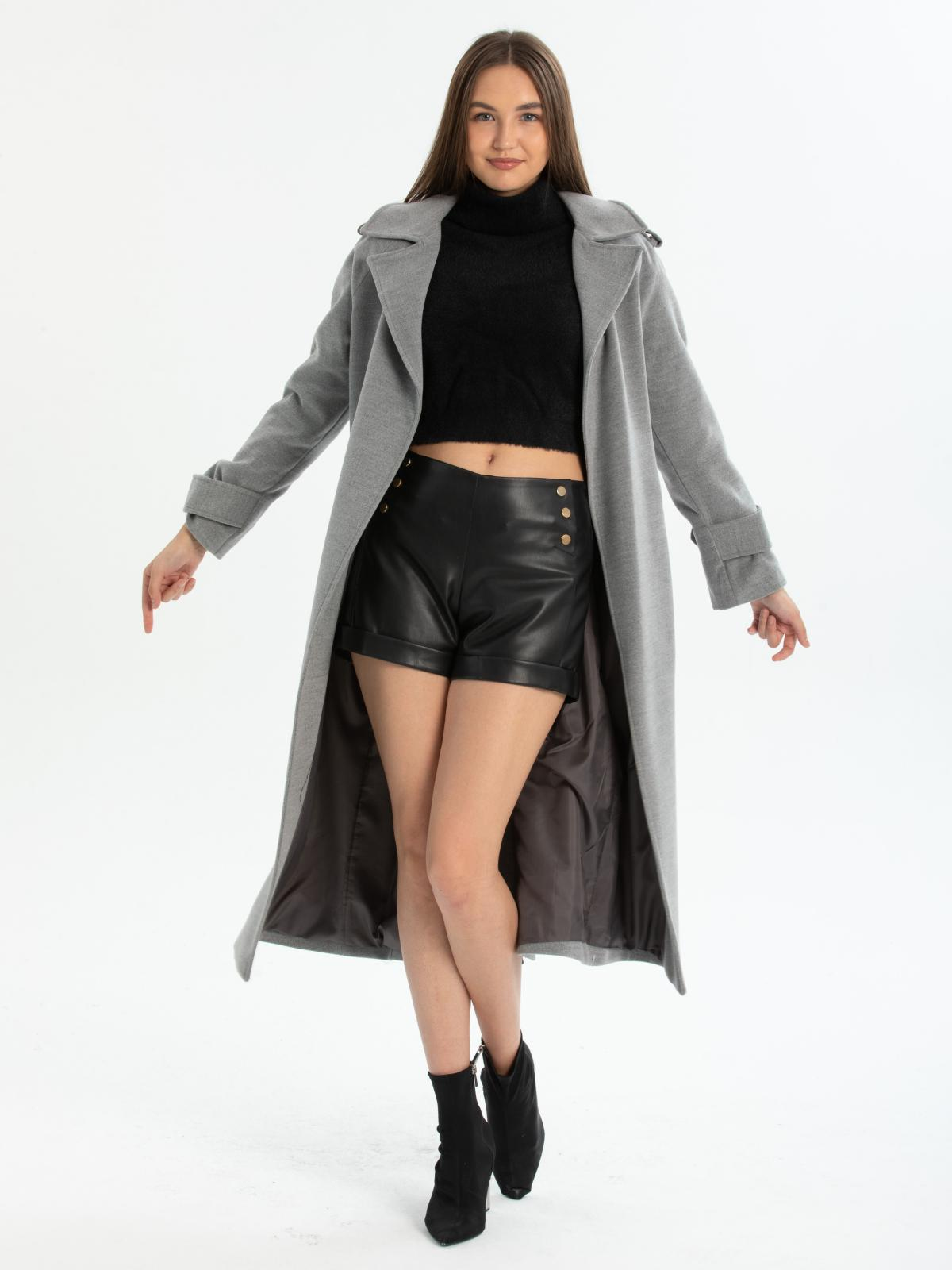 Women coat with belt wholesale Gray color 669529