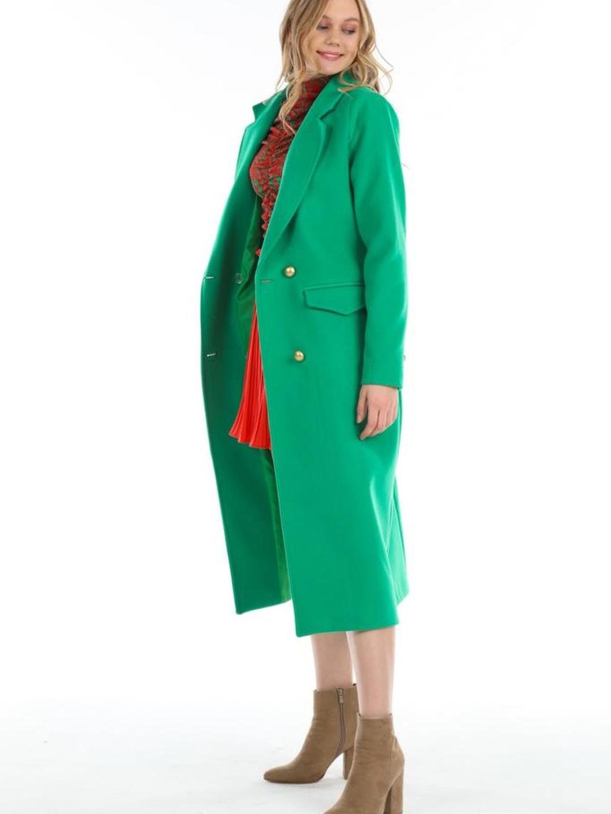 Women coat with belt wholesale Green color 669373