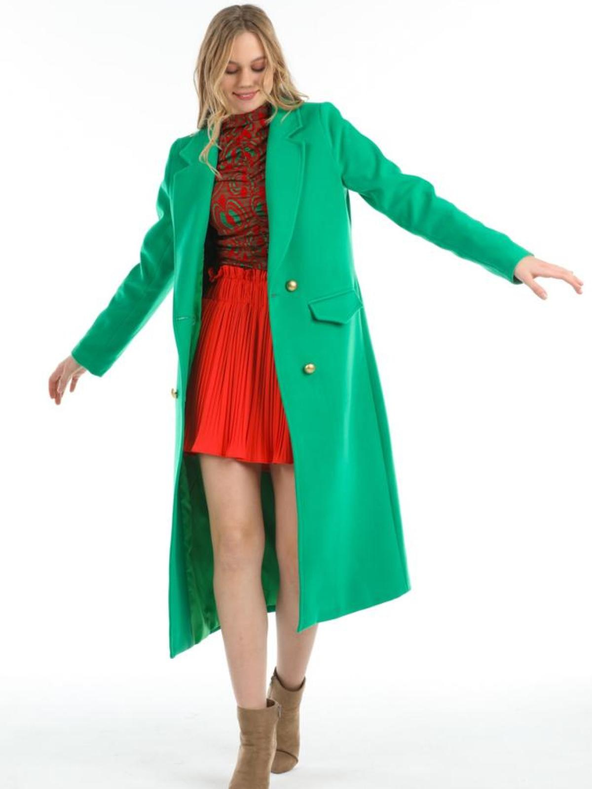 Women coat with belt wholesale Green color 669373