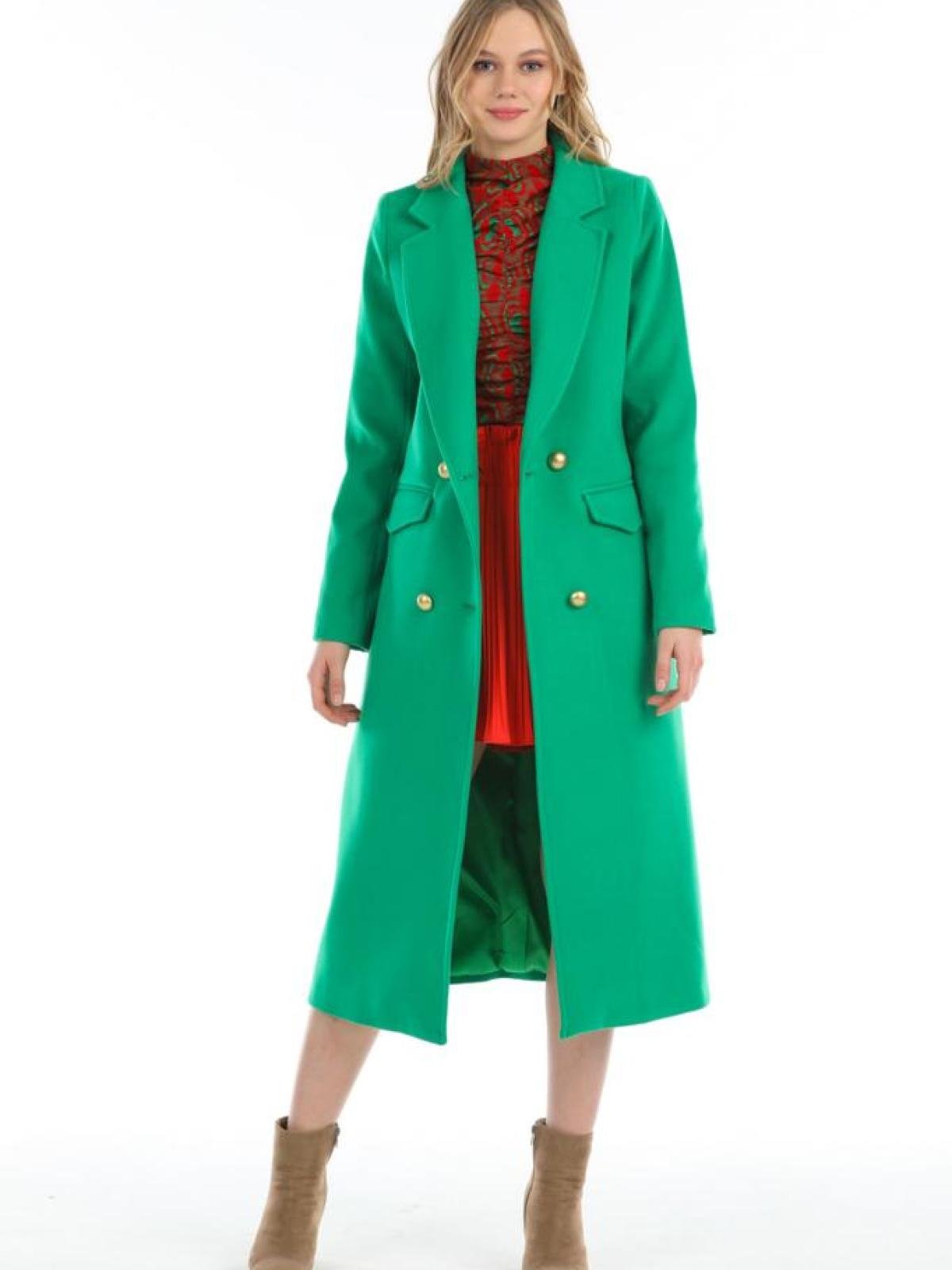 Women coat with belt wholesale Green color 669373
