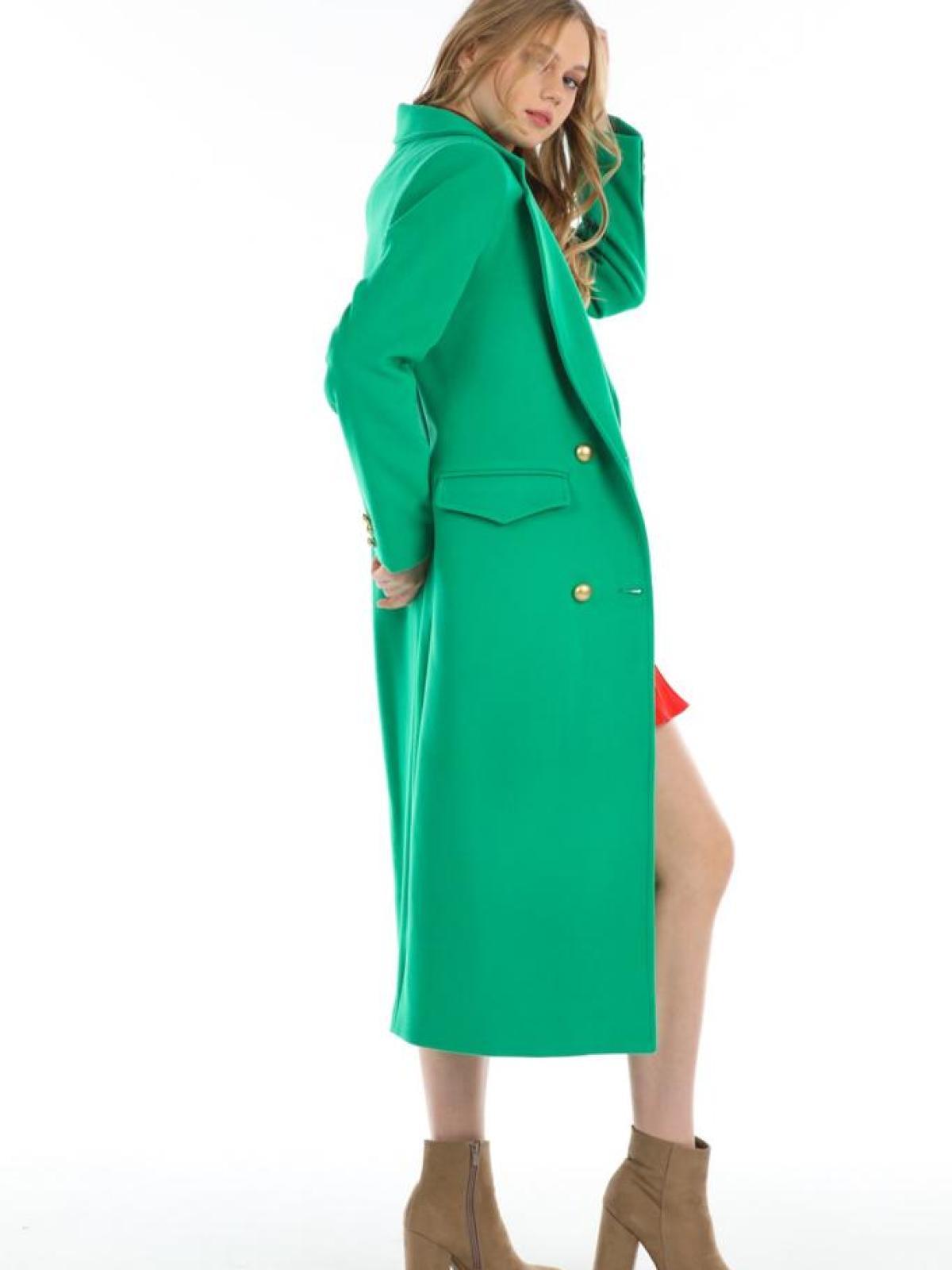 Women coat with belt wholesale Green color 669373