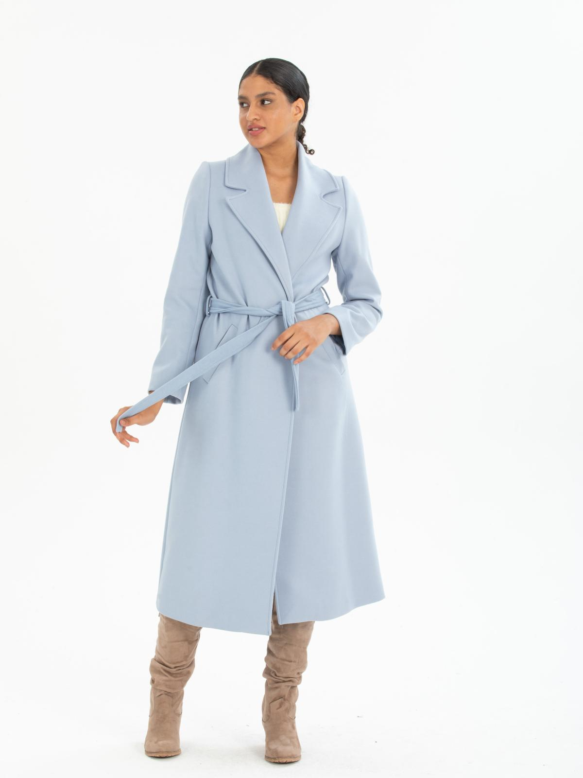 Women coat with belt wholesale Light Blue color 670403