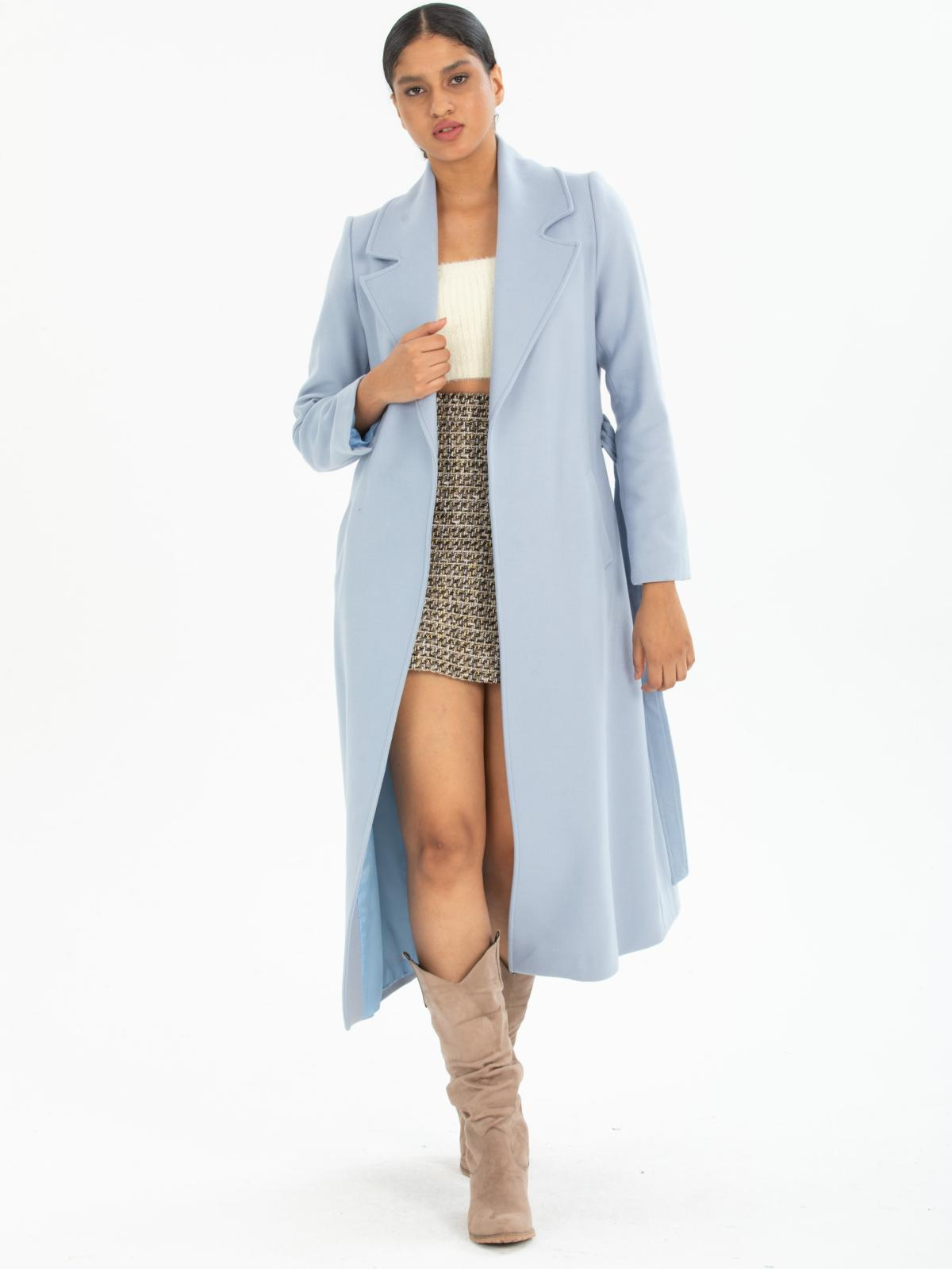 Women coat with belt wholesale Light Blue color 670403