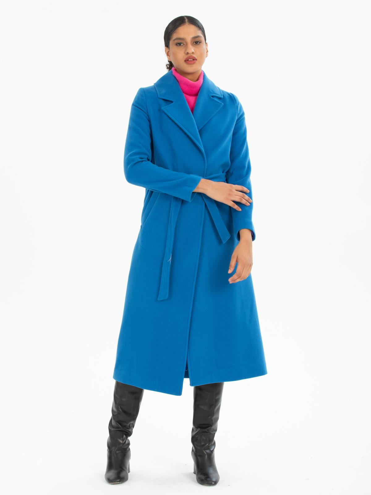 Women coat with belt wholesale Light Blue color 669516