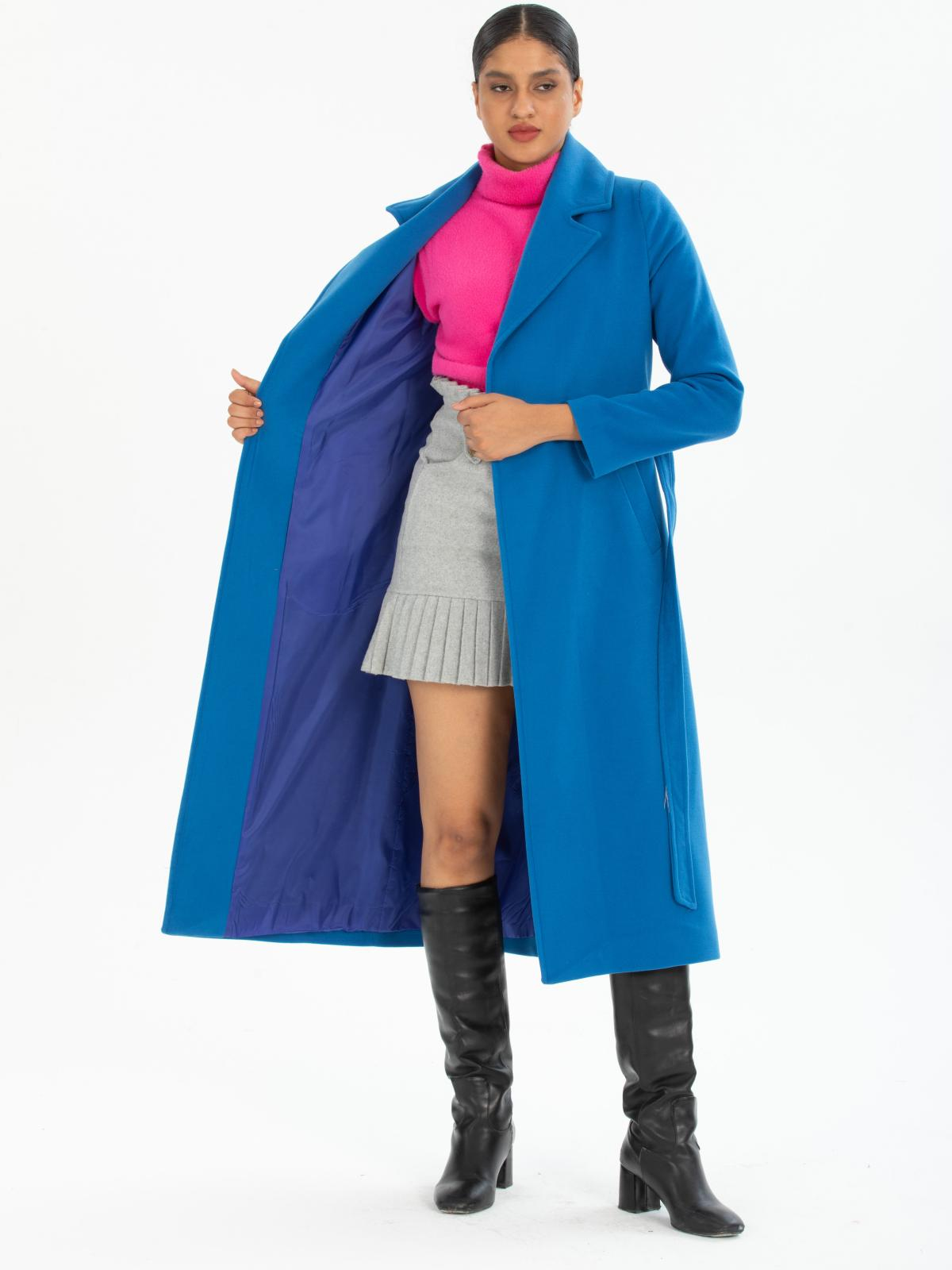 Women coat with belt wholesale Light Blue color 669516