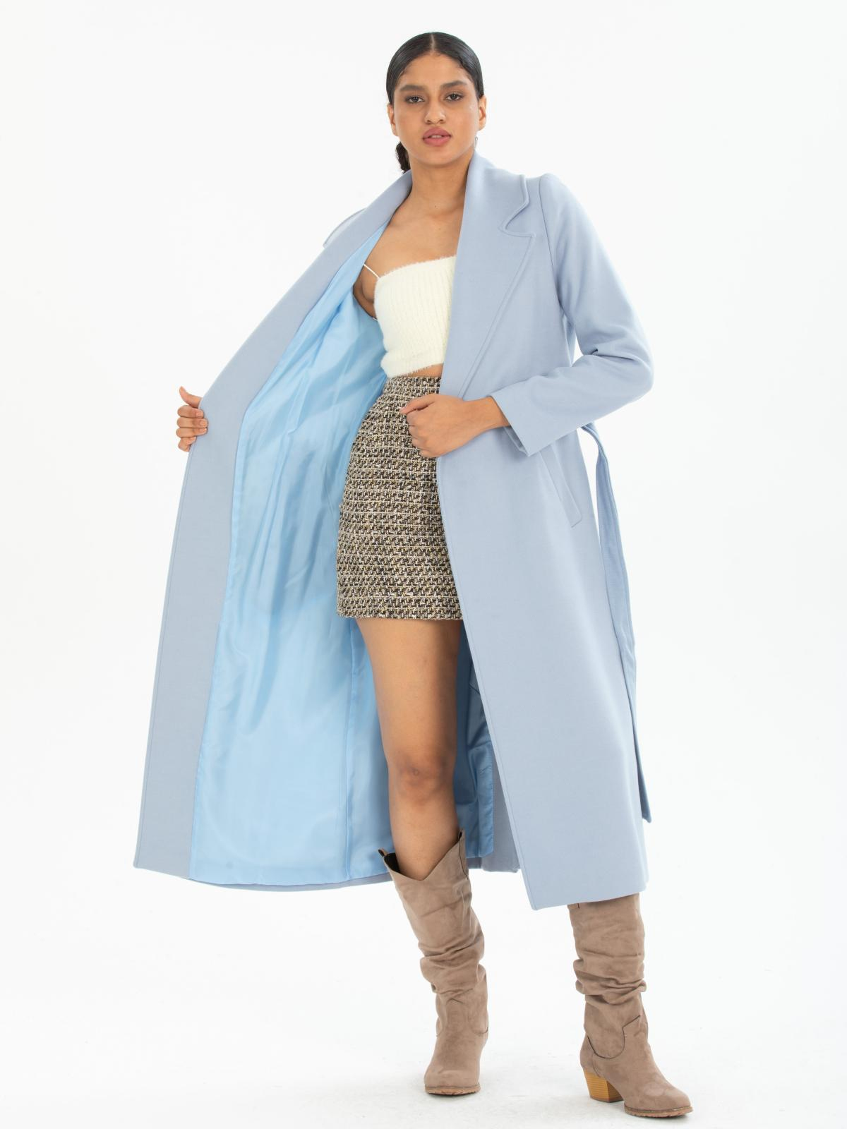 Women coat with belt wholesale Light Blue color 670403
