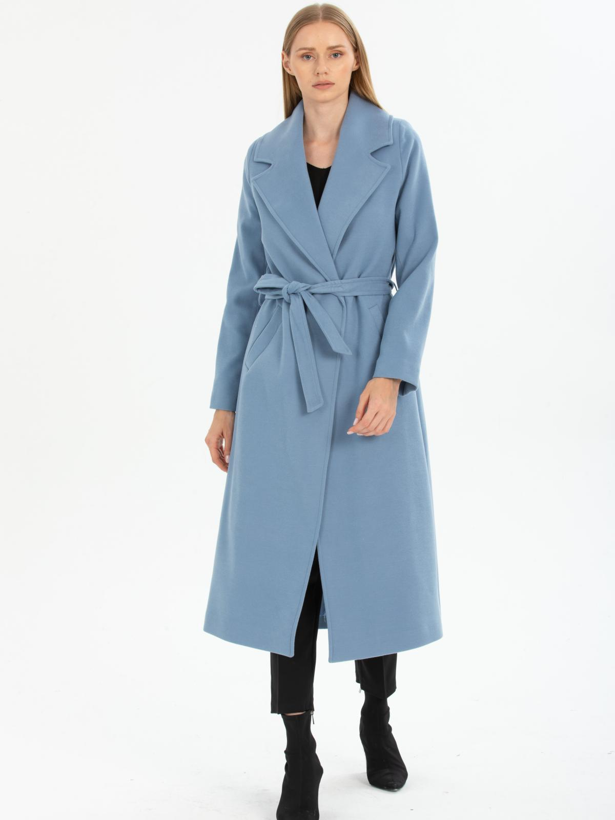Women coat with belt wholesale Light İndigo Blue color 670410