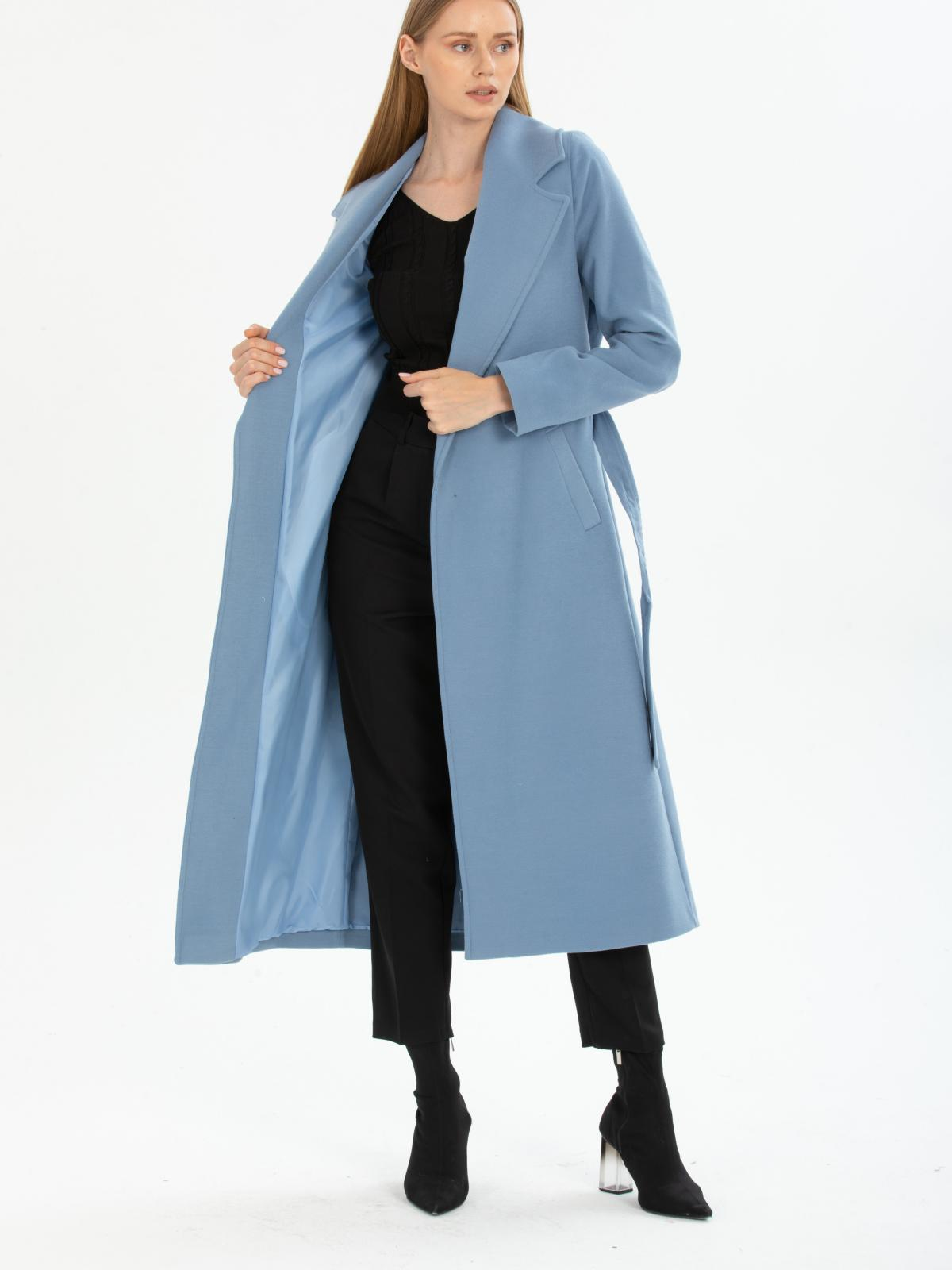 Women coat with belt wholesale Light İndigo Blue color 670410