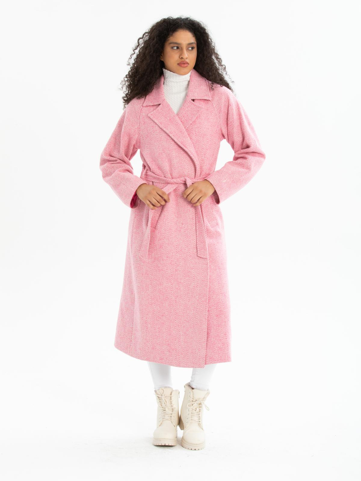 Women coat with belt wholesale Light Pink color 670506
