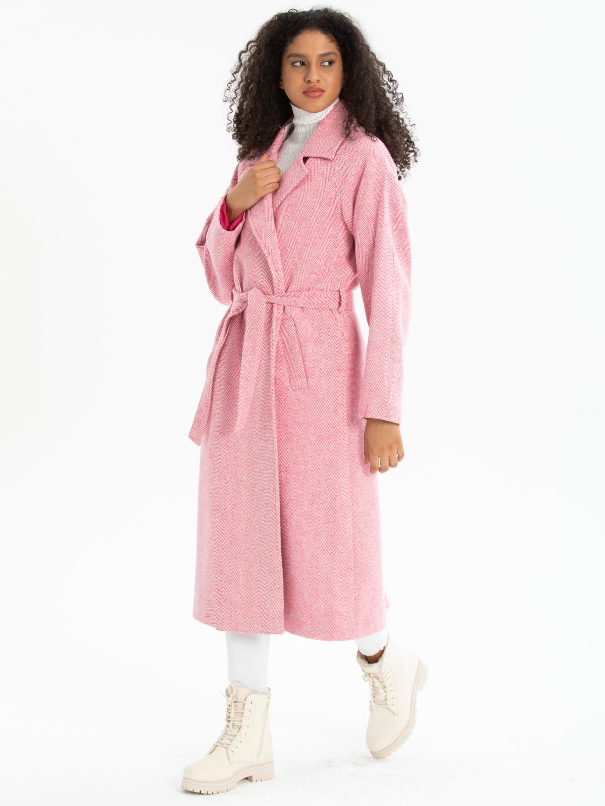 Women coat with belt wholesale Light Pink color 670506