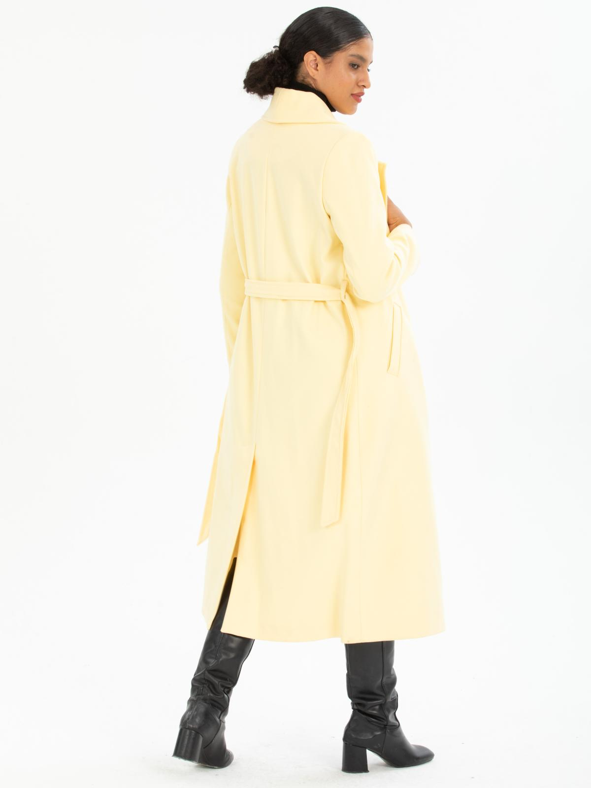 Women coat with belt wholesale Light Yellow color 670422