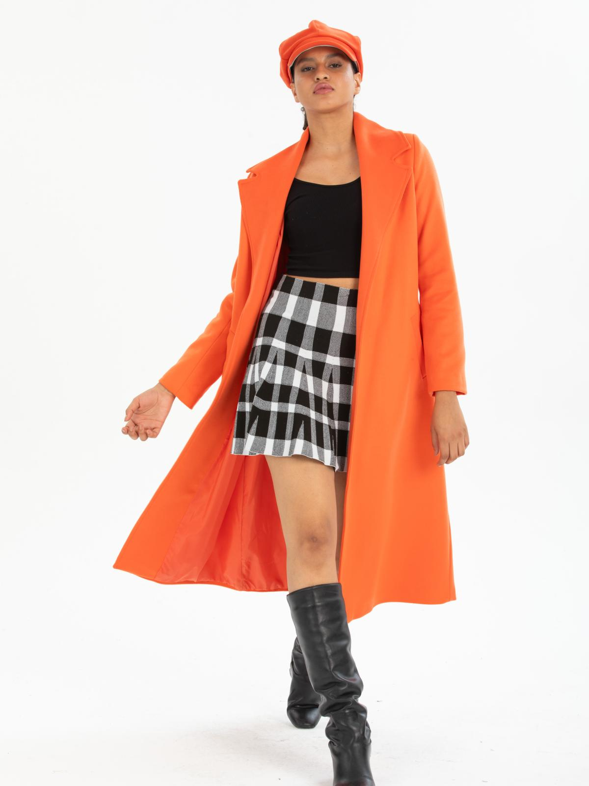 Women coat with belt wholesale Orange color 670433