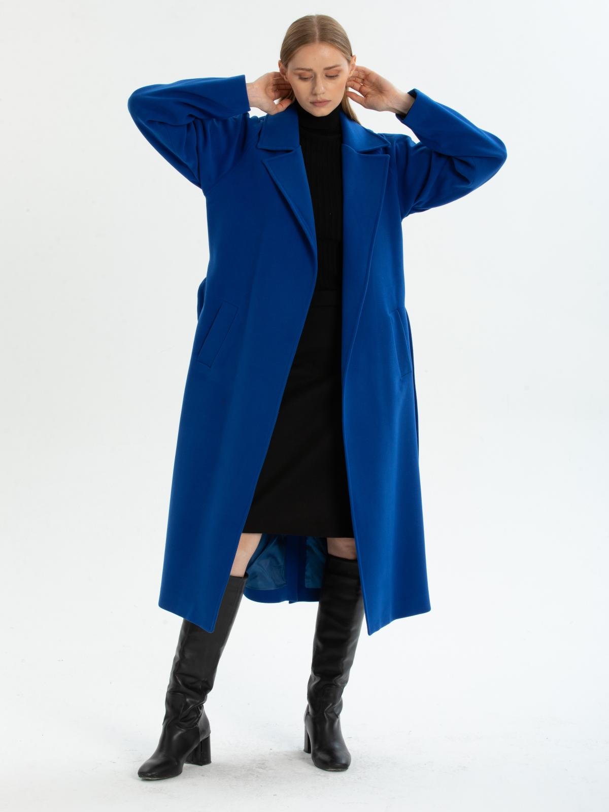 Women coat with belt wholesale Parliament Blue color 670416