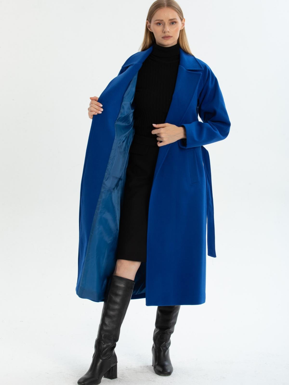 Women coat with belt wholesale Parliament Blue color 670416