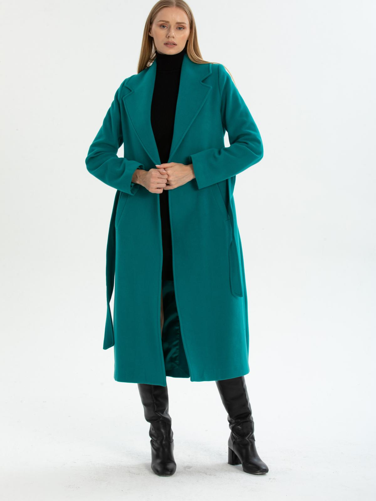 Women coat with belt wholesale Petrol color 670429